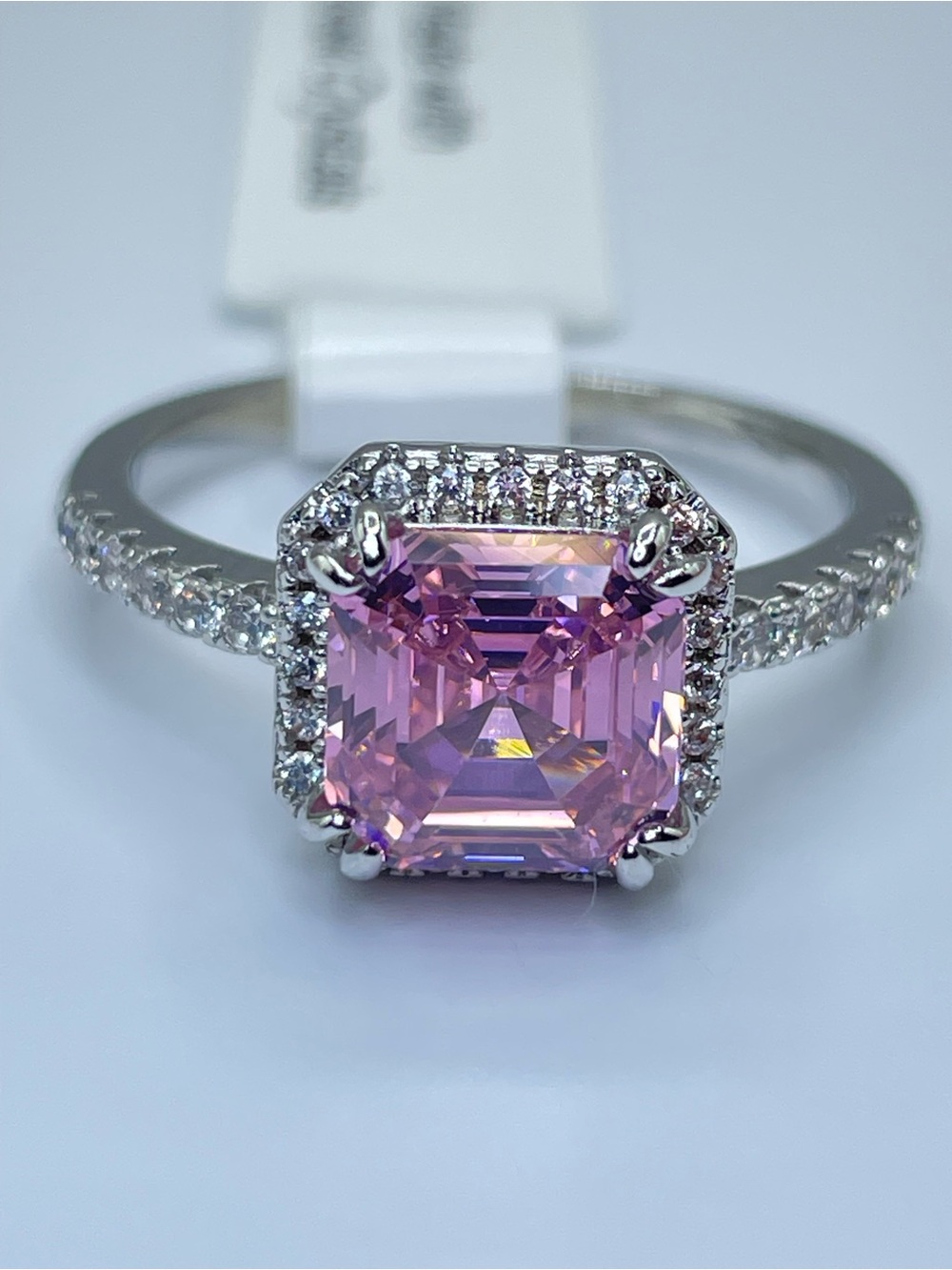 Swarovski Crystal Elements Pink Crystal Halo Statement Art Deco Ring Sz 9